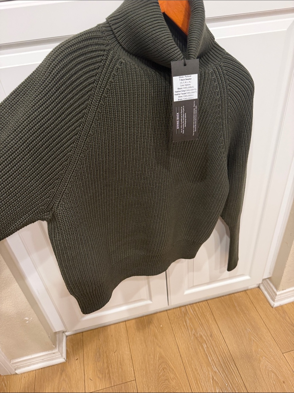 Turtleneck Rib-Knit Sweater - Olive Green - Picture 5 of 7